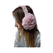 Katlanabilir Peluş Tüylü Kulaklık Taç - Pembe