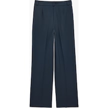Koton Cepli Regular Fit Düz Bol Paça Pileli Kumaş Pantolon Lacivert 7sak40039pw