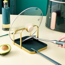 Pembe Ve Siyah Paslanmaz Çelik Tencere Kapağı Tutucu Raf Standı Çok Fonksiyonlu T Depolama Damlama Tepsisi Bulaşık Sepeti 56640124 Pembe - Siyah