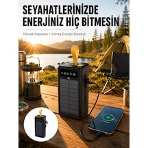 Taşınabilir Güneş Panelli Powerbank Çoklu Cihaz Şarj Destekli Yeni Nesil Siyah