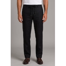 Bisse Siyah Keten Bağcıklı Lastikli Spor Pantolon Pns25y25106 D99