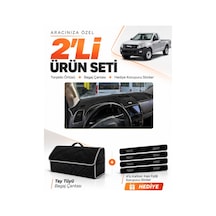 E-biz Isuzu D-max 2012-2019 Uyumlu Torpido Örtüsü + Tay Tüyü Bagaj Çantası - Siyah-gri - Is002
