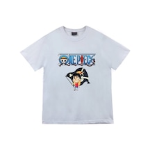 Stoned&Fame Unisex Beyaz One Piece Baskılı T-shirt Beyaz