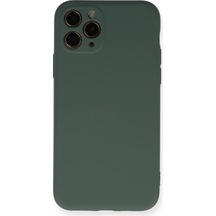 Ilkeshop Newface Apple iPhone Uyumlu 11 Pro Kılıf Nano İçi Kadife Silikon - Koyu Yeşil
