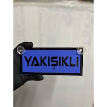 Mavi Renk Üzeri Siyah Renk Yakışıklı Yazılı Vantuzlu Cam Süsü