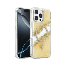 Onegif Apple İphone 16 Pro Max Lotus Simli Magsafe Kapak - Gümüş - Gümüş
