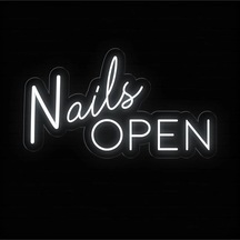 Nails Open Yazılı Neon Tabela Beyaz