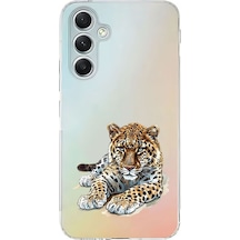 Samsung Galaxy A25 Uyumlu Yatan Leopar Desenli Silikon Kılıf