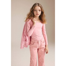 Defacto Kayık Yaka Penye Tişört Kız Çocuk G8464a826spbr80 Pembe-br80