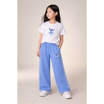 Chic Kids Wear Kız Çocuk Baskılı Rahat Kalıp Yazlık Takım Mavi