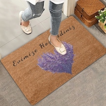 Valerine Life Sadakat Sembolü Lavanta Evimize Hoş Geldiniz Kapı Önü Paspası 45x70cm