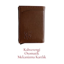 Organıcyou Yıwushı Otomatik Mekanizma Kartlık Unisex 9 Kart Bölme Pu Deri Yüksek Kaliteli Koyu Kahverengi