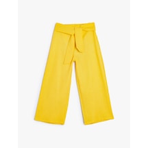 Koton Keten Bol Paça Pantolon Kemer Detaylı Sarı 4skg40181aw Sarı