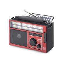Bluetooth Solar Panelli Fm Radyo Usb Tf Nostaljik Hoparlör - Kırmızı Siyah Ns9952bts 31557338