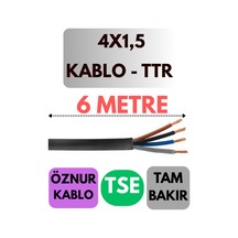 Öznur 4x1,5 Ttr Kablo Metre Seçenekli Siyah - 6 Metre