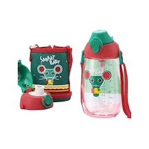 Lexroo Küçük Boy 480ml Kılıflı Askılı Pipetli/pipetsiz Iki Ayrı Kapaklı Tritan Çocuk Matarası Çok Renkli