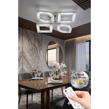 Vesta Model Gümüş 4"lü Kumandalı Ledli 3 Renk Modu Kristal Salon Mutfak Yatak Çocuk Odası Avize