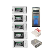 5 Daire Nts 2001-b 4,3'' Görüntülü Diafon Beyaz-8003 Tuş Takımlı Şifreli Zil Panelli Set
