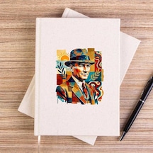 Atatürk Mozaik Sanat Kremçizgisiz Kanvas Defter Krem