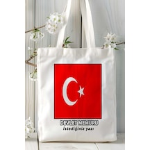 Art Hediye Devlet Memuru Baskılı Bez Omuz Çantası Kişiye Özel Model 14 Çok Renkli