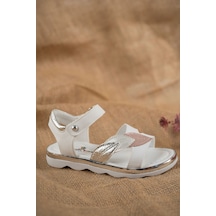 GİMER - Termo Taban Yaprak Model Beyaz Kız Çocuk Sandalet - O...