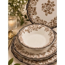 Porser Porselen Velour Brown Fulya Yemek Seti 6 Kişilik 24 Parça Kahverengi