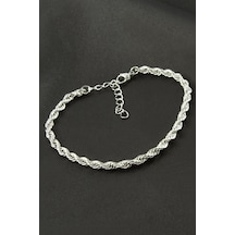 Kalın - 833 - Burgulu Zincirli Çelik Bileklik - Muratech - Gümüş Rengi