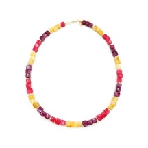 Akrilik Kolye - Fuşya Çok Renkli