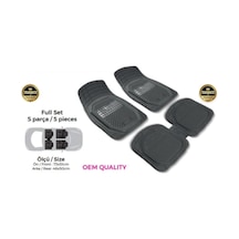 Trakmats Fiat Fiorino 2014-2019 İçin Uyumlu Kesilebilir Krom Karbon 3d Oto Paspası, Havuzlu, Su Geçirmez, Yıkanabilir, 5 Parça Set