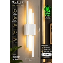 Mylüx Beyaz Kirpi Duvar Apliği 50 Cm Pilli Modern Dekoratif Kablosuz Aydınlatma Beyaz Beyaz