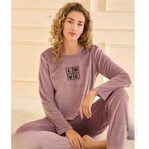 Mihra Kadın Kışlık Bisiklet Yaka Kadife Pijama Takımı 13166l - 1 Adet Lila