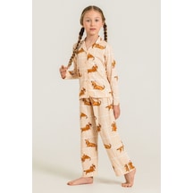 Roly Poly 3908-g Kız Çocuk Pijama Takım Bej