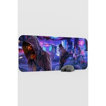 Dijital Cyberpunk Adam Kadın V4 70x30 Xl Gaming Kauçuk Kaymaz Taban Mouse Pad Fare Altlığı