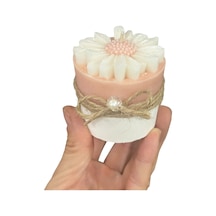 Kahve Yanı Sunumluk 2adet Ve Hediyelik Papatya Mum 6x6 Cm