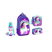 Coral High Lacivert Unicorn Desenli Beslenme Okul Çantası Kalemlik + Matara