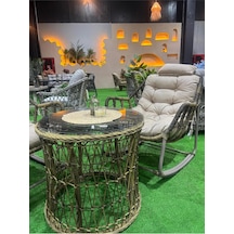 Rattan Lucas Bistro Sallanır Çay Seti, Kahverengi, Bahçe Balkon Mobilyası