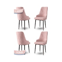 Canisa Trex Serisi 1.sınıf Babyface Kumaş Siyah Metal Ayak 4 Adet Pembe Sandalye Sandalye Pembe Ayaklar Kahve