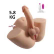 Erofoni Büyük Boy 5.8 KG Realistik 19 CM Penis Titreşimli 3 İşlevli Suni Vajina Anüs Kalça Mastürbatör