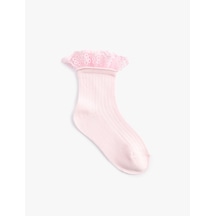 Koton Dantel Detaylı Soket Çorap Pembe 6skg80152aa Gül
