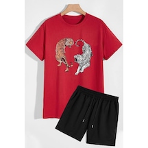 Uyguntarz Tiger Şort T-shirt Eşofman Takımı Kırmızı Uyguntarz Tiger Şort T-shirt Eşofman Takımı Kırmızı
