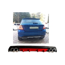Skoda Fabia Mk3 Uyumlu Body Kit Difüzör 4 Çıkış Yuvarlak Kırmızı