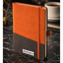 Bk Gift Kişiye Özel Turuncu Termo Deri Defter -18, Kartvizit Bölmeli, Çizgili Ivory Kağıt Kobitmeyencom36143 Bk Gift