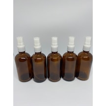5 Adet 100Ml. Sprey Başlıklı Bal Renkli Cam Şişe