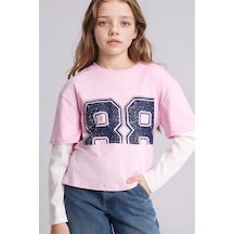 Defacto Desenli Penye Tişört Kız Çocuk G8643a826sppn171 Pembe-pn171
