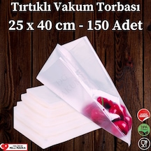 Tırtıklı Vakum Makinesi Poşeti Torbası - 25X40 Cm - 150  Adet