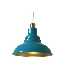 Dylight Retro Metal Turkuaz Mavi Eskitme Duylu Dekoratif Rustik Metal Sarkıt Avize Çap:30 Cm Beyaz