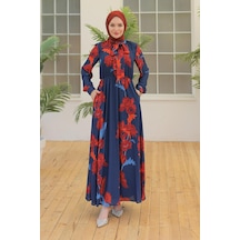Armine Trend Desenli Elbise Lacivert 23yt905-lacivert Lacivert
