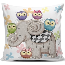 Kırlent Dünyası Sevimli Fil Dijital Baskılı Kırlent Kılıfı (387104206)