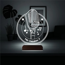 Luvivia Müzik Nota Mikrofon Kişiye Özel 3d Lamba - Masa Gece Lambası Şeffaf
