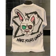 Startmore Make Yours Unique Baskılı Oversize Unisex Pamuk Beyaz